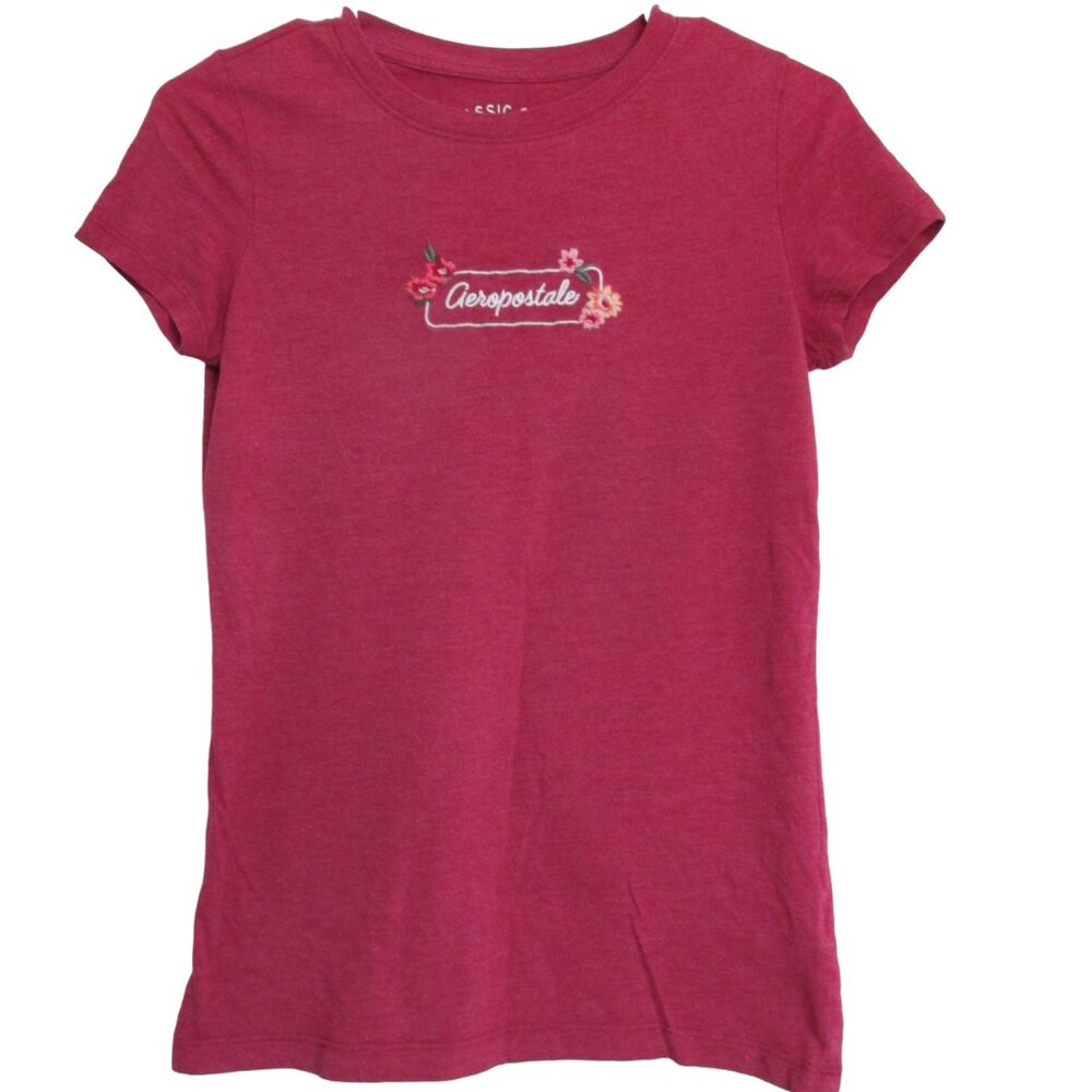 Aeropostale Classic Crew Pullover T Shirt Womens Medium Pink Short Sleeve Tee
